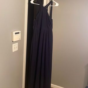 Floor length navy dress